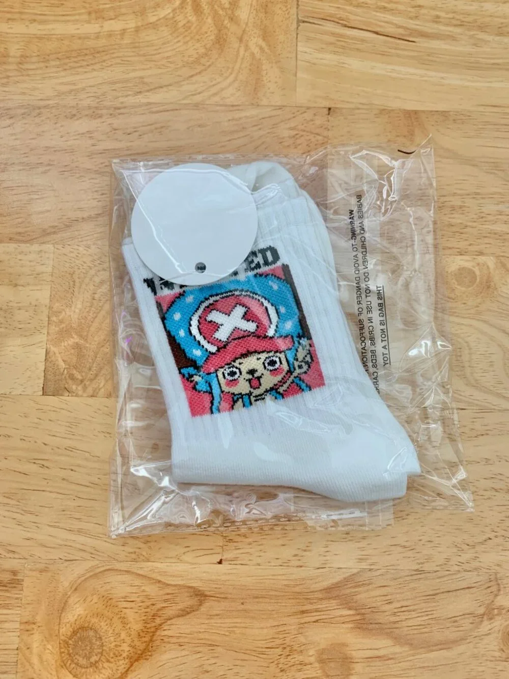 One Piece Tony Chopper Wanted Pink White Anime Crew Socks One Size NOT OFFICIAL